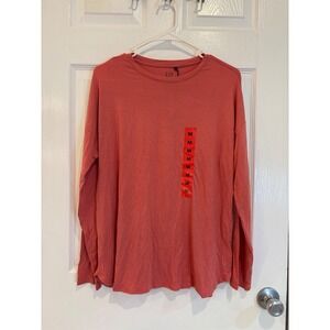 GAP Womens‎ Long Sleeve Crew Neck T-Shirt Top, Size Medium, Coral